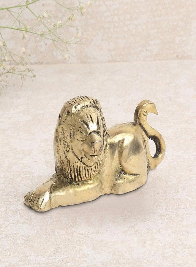 DOKCHAN Brass Animal Lion Sculpture Statue Handcrafted Decorative Showpiece Idol for Home, Office Dcor (Size : 6.3cm Length | Weight : 150gm Approxe) - Image 2